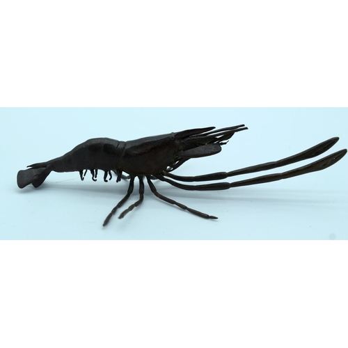 4381 - A small Japanese bronze shrimp 14cm.