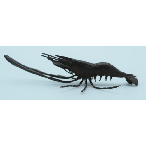 4381 - A small Japanese bronze shrimp 14cm.