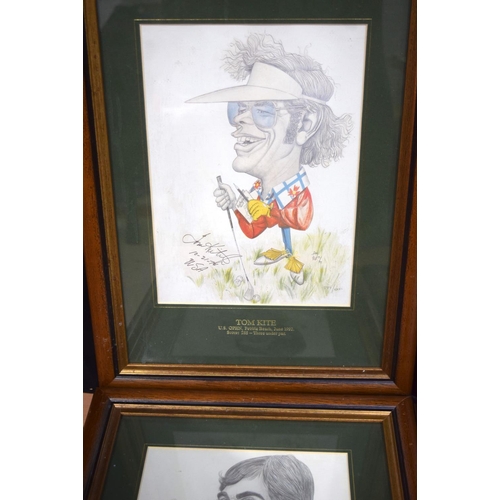 4446 - Group of 4 limited edition autographed prints of Golfers by Tony Rafty 29 x 20cm (4) .