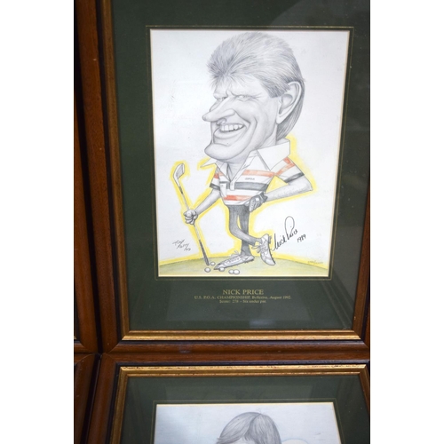 4446 - Group of 4 limited edition autographed prints of Golfers by Tony Rafty 29 x 20cm (4) .