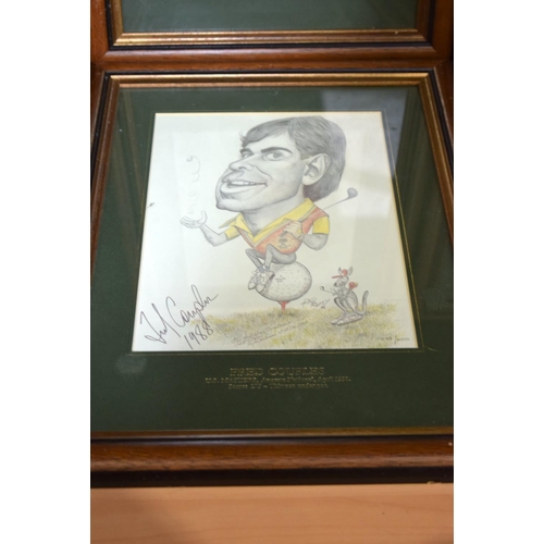 4446 - Group of 4 limited edition autographed prints of Golfers by Tony Rafty 29 x 20cm (4) .