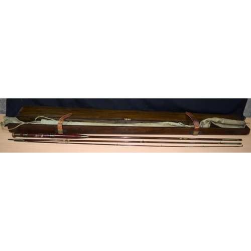 4488 - A cased Victorian cane 3 piece fly fishing rod 321cm.