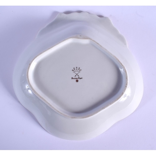 57 - AN EARLY 20TH CENTURY FRENCH SEVRES STYLE PORCELAIN SHELL SHAPED DISH. 21 cm x 19 cm.