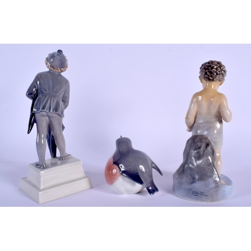 59 - THREE ROYAL COPENHAGEN PORCELAIN FIGURES. Largest 19 cm high. (3)