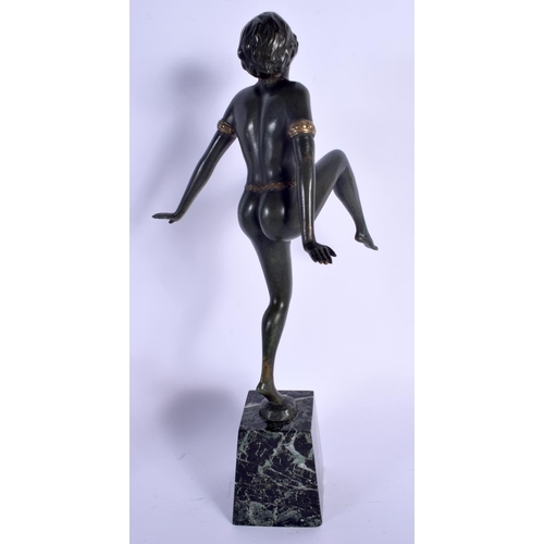 694 - French School (C1910) Bronze, Dancing female. 35 cm high overall.