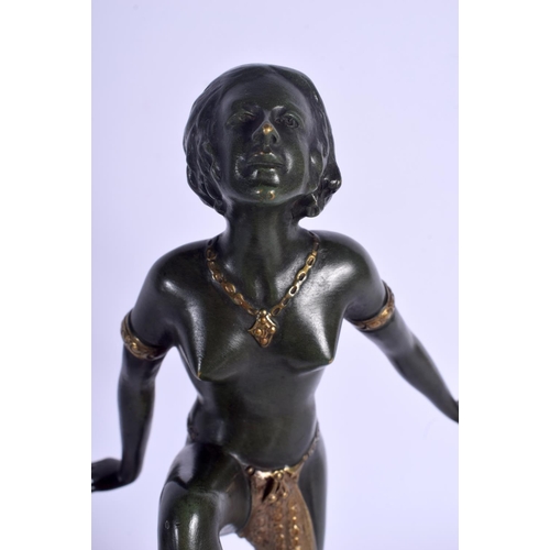 694 - French School (C1910) Bronze, Dancing female. 35 cm high overall.