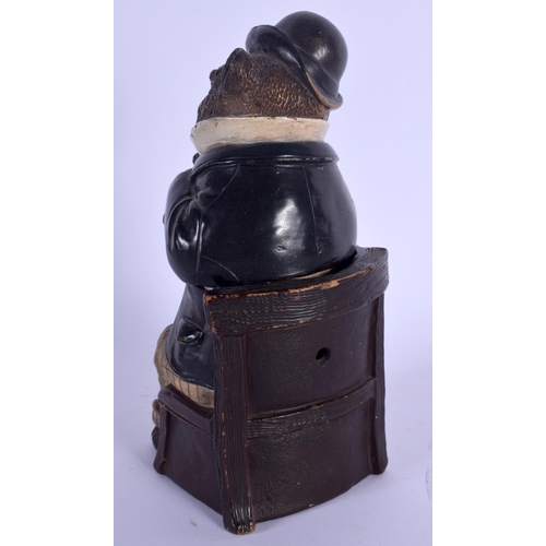 703 - AN ANTIQUE AUSTRIAN TOBACCO JAR AND COVER in the form of a pug dog. 19 cm high.