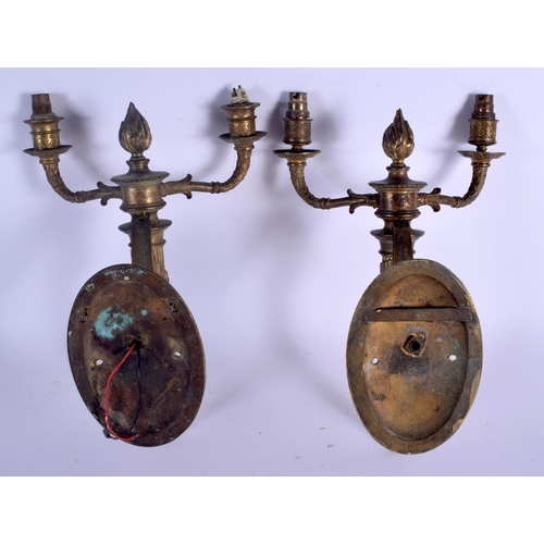 714 - A PAIR OF EARLY 19TH CENTURY FRENCH BRONZE WALL SCONCES. 34 cm x 22 cm.