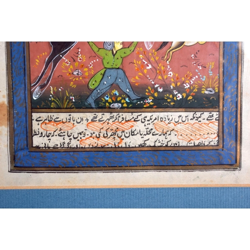 721 - THREE EARLY 20TH CENTURY MIDDLE EASTERN PERSIAN ILLUMINATED MANUSCRIPTS. Image 18 cm x 12 cm.