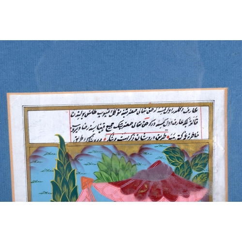 721 - THREE EARLY 20TH CENTURY MIDDLE EASTERN PERSIAN ILLUMINATED MANUSCRIPTS. Image 18 cm x 12 cm.