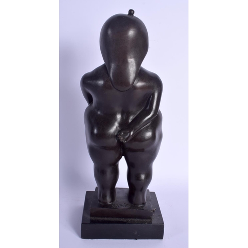 725 - A LARGE CONTEMPORARY BRONZE FIGURE OF A CHUBBY GIRL. Bronze 34 cm high.