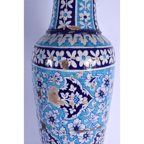 726 - A VERY LARGE 19TH CENTURY TURKISH MIDDLE EASTERN PERSIAN VASE painted with flowers. Vase 60 cm high.