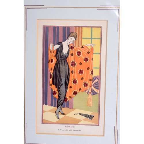 730 - FOUR VINTAGE FASHION PRINTS. Image 19 cm x 12 cm. (4)