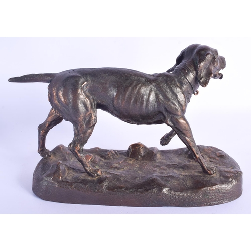 792 - AN EARLY 20TH CENTURY EUROPEAN BRONZE ALLOY FIGURE OF A ROAMING HOUND modelled upon a naturalistic b... 