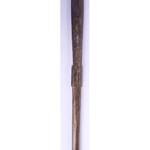 805 - A LARGE 19TH CENTURY POLYNESIAN TRIBAL CARVED DOUBLE ENDED STAFF with carved banding to the middle. ... 