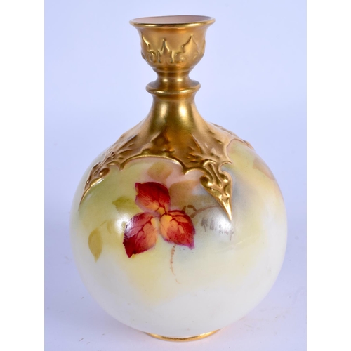 101 - Royal Worcester vase painted with autumnal leaves and berries by Kitty Blake, signed, date code for ... 