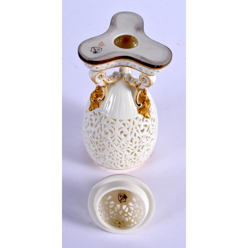 104 - Late 19th / early 20th c. Graingers Worcester  pot pourri vase and domed cover, the reticulated ovo... 