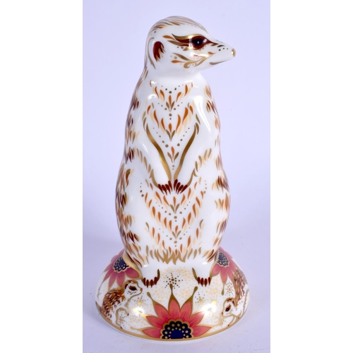 122 - Royal Crown Derby imari paperweight Meerkat.  14cm high