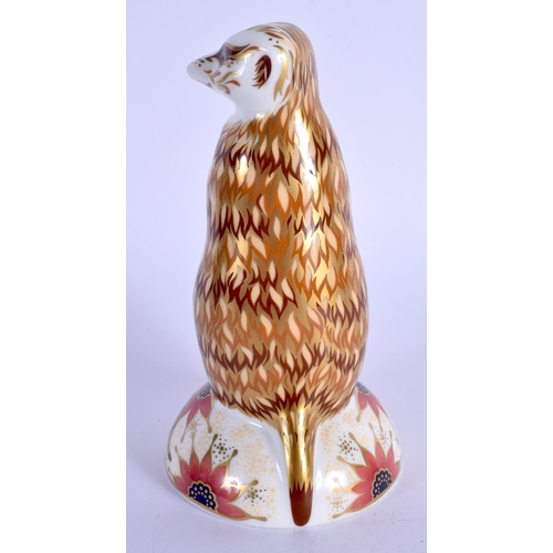 122 - Royal Crown Derby imari paperweight Meerkat.  14cm high