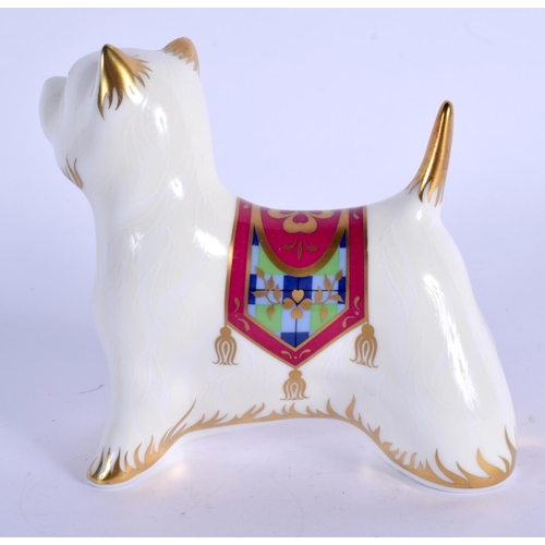 124 - Royal Crown Derby imari paperweight West Highland Terrier.  9.5cm high