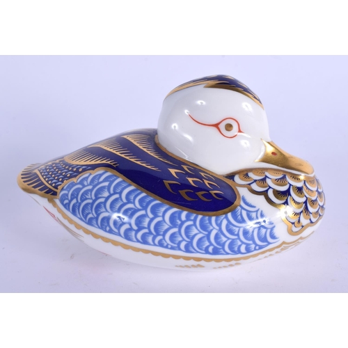 128 - Royal Crown Derby imari paperweight Duck.  12cm wide