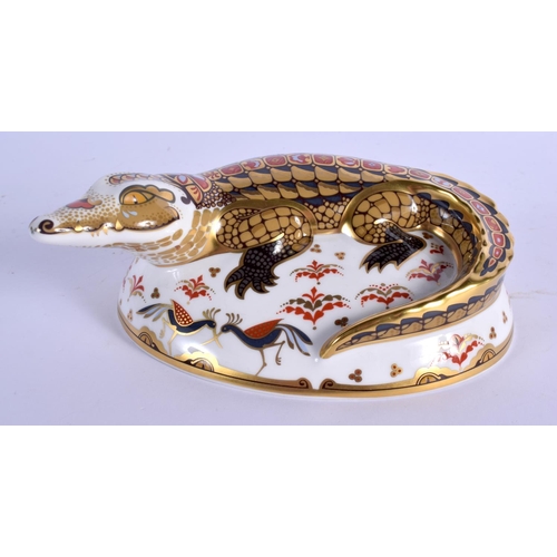 129 - Royal Crown Derby imari paperweight Crocodile.  15cm long