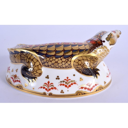 129 - Royal Crown Derby imari paperweight Crocodile.  15cm long