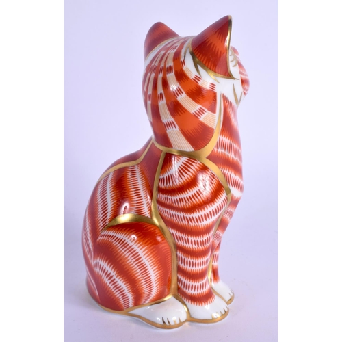 130 - Royal Crown Derby imari paperweight Ginger Cat.  13.5cm high