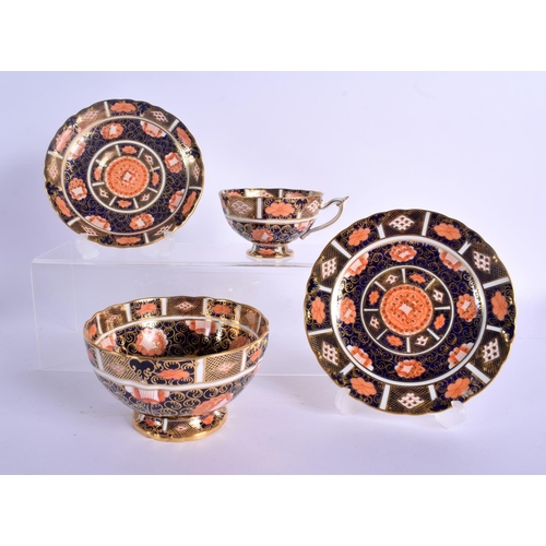 140 - Royal Crown Derby imari pattern 9298 pedestal cup, saucer,  side plate and bowl .  Cup 5.5cm high, B... 