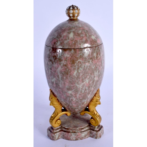 155 - Graingers Worcester agateware vase and cover of regency shape c.1890.  17cm high