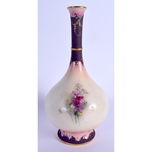 194 - Late 19th c. Hadleys Worcester faience vase painted with iris.  26cm high