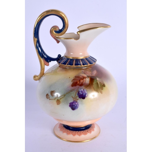 214 - Royal Worcester Hadley style ewer painted in the manner of the young Kitty Blake date code 1907.  11... 