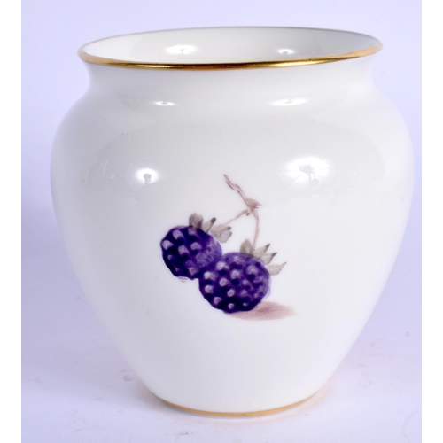 221 - Royal Worcester vase painted with fruit by P. Love, signed, date code 1952, shape 2471.  7.5cm high