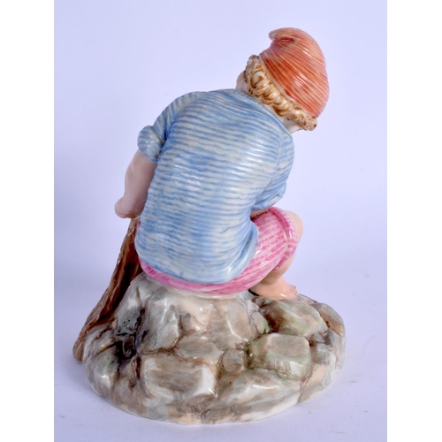 230 - Late 19th c. Royal Worcester rare model of a young boy with a fishing net impressed and registration... 