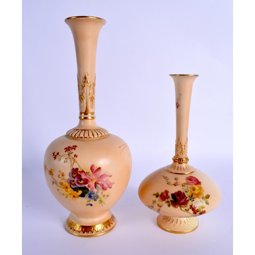 239 - Royal Worcester vase painted with flowers on a blush ivory ground, date code 1907, shape 1661 and an... 