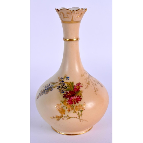 242 - Royal Worcester vase painted with flowers on a blush ivory ground, date code 1911, shape G702.  18cm... 