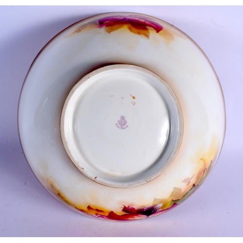 251 - A RARE LARGE ROYAL WORCESTER CIRCULAR BOWL by Kitty Blake, painted with fruiting pod. 26 cm x 12 cm.