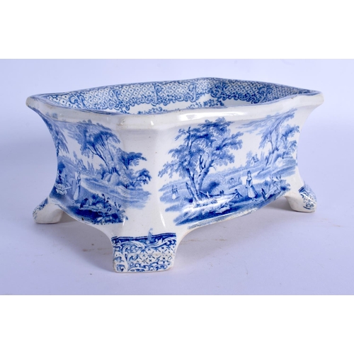 252 - A VERY RARE EARLY 19TH CENTURY RIDGWAY BLUE AND WHITE DOG BOWL C1840 printed with Humphreys Clock. 1... 