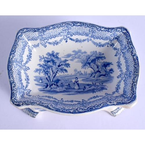 252 - A VERY RARE EARLY 19TH CENTURY RIDGWAY BLUE AND WHITE DOG BOWL C1840 printed with Humphreys Clock. 1... 