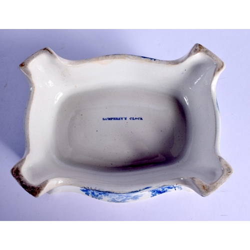 252 - A VERY RARE EARLY 19TH CENTURY RIDGWAY BLUE AND WHITE DOG BOWL C1840 printed with Humphreys Clock. 1... 