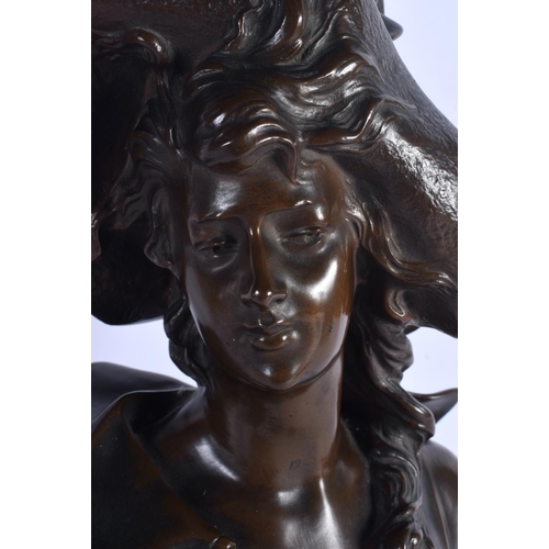 264 - George Charles Coudray (1883-1932) French, Bronze study of a female, modelled wearing a foliate capp... 