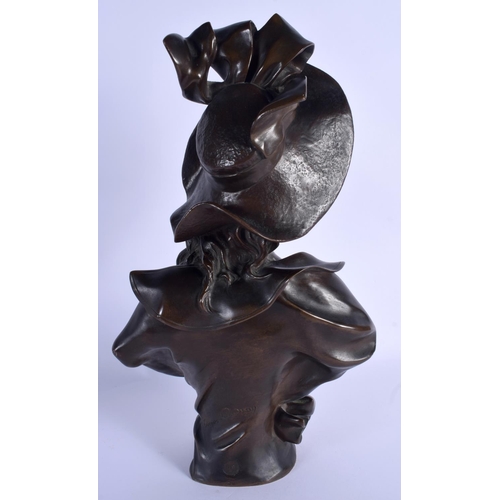 264 - George Charles Coudray (1883-1932) French, Bronze study of a female, modelled wearing a foliate capp... 