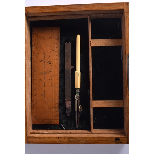 269 - TWO 19TH CENTURY ENGLISH CASED SCIENTIFIC INSTRUMENT SETS including London antique ivory rules etc. ... 