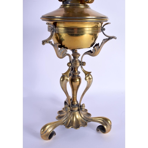 270 - A LARGE ART NOUVEAU BRONZE OIL LAMP Attributed to James William Benson (1826-1878). 58 cm high not i... 