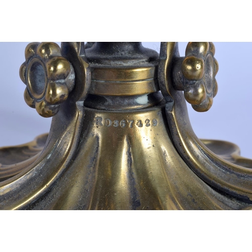 270 - A LARGE ART NOUVEAU BRONZE OIL LAMP Attributed to James William Benson (1826-1878). 58 cm high not i... 