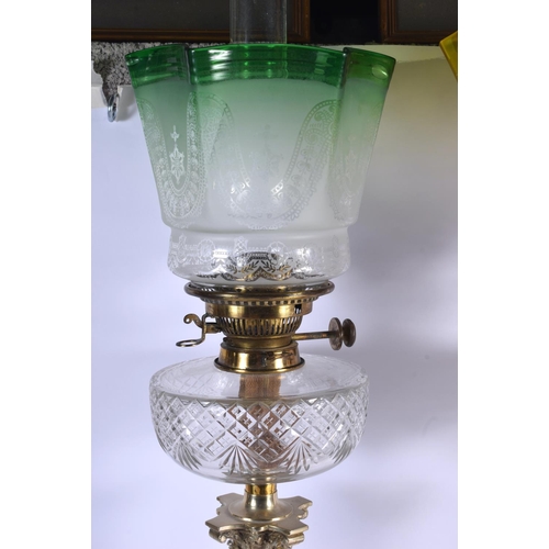 272 - A VERY RARE COMPOSITE SET OF FOUR 19TH CENTURY CORINTHIAN COLUMN CANDLESTICKS converted to oil lamps... 