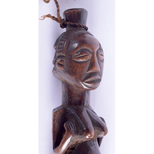 286 - AN EARLY 20TH CENTURY AFRICAN TRIBAL HARDWOOD FIGURAL VESSEL together with two other items. Largest ... 