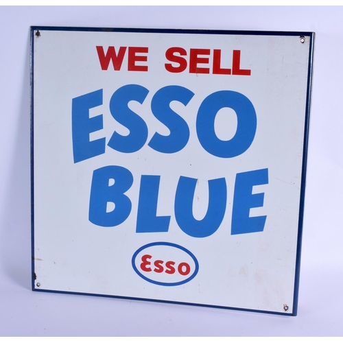 297 - A RARE SHELL OIL ESSO BLUE DOUBLE SIDED ENAMEL SIGN. 43 cm x 43 cm.