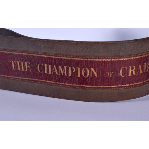 302 - A VERY RARE VICTORIAN CHAMPION OF CRAB FAIR GURNING CHAMPIONSHIP decorated with plaques figures with... 