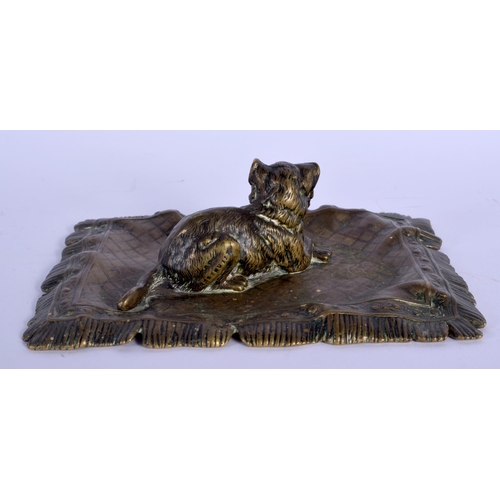 353 - A 19TH CENTURY AUSTRIAN BRONZE FIGURE OF A RECUMBENT CAT by Franz Xavier Bergmann, modelled upon a c... 